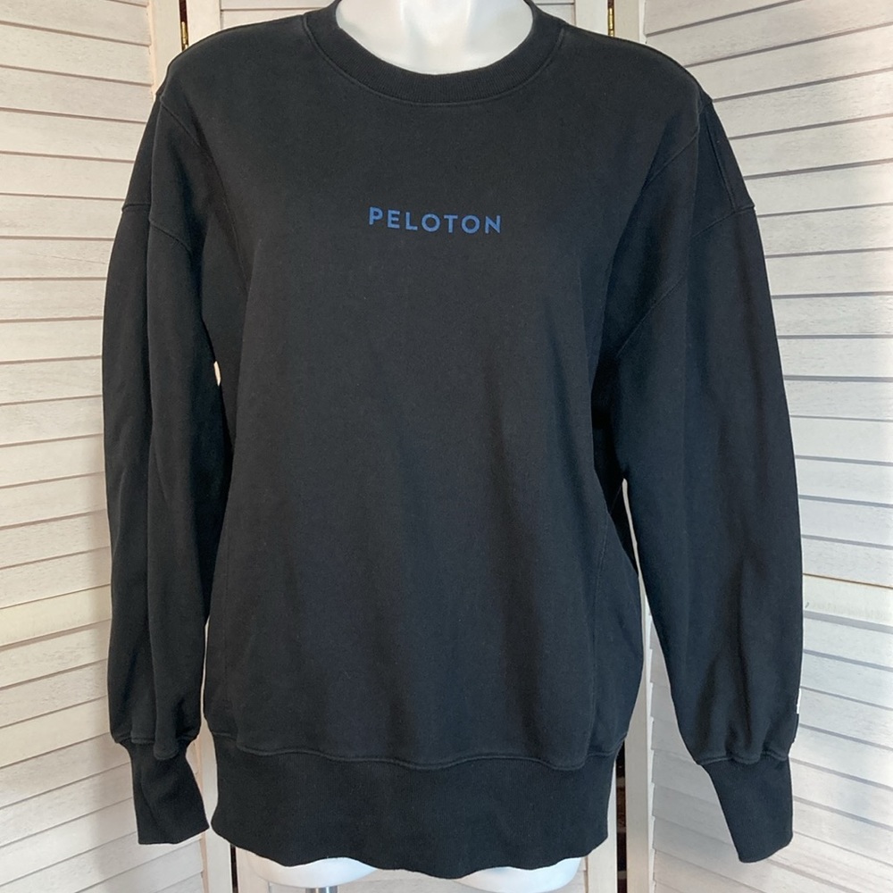 🐲💙 Peloton Light Black Sweatshirt Side Panel Pullover
